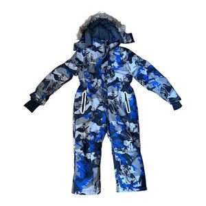 Blue Camouflage Kids Puffer Jacket